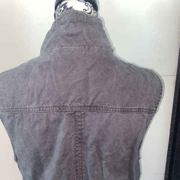 Per Se Size Large Grey Zipper and Button Up Vest with Drawstring Waist - Picture 12 of 15
